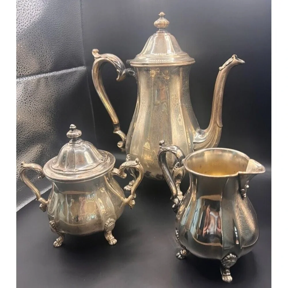 Antique Silverplate Tea Coffee Set Chippendale International Silver Co‎ Sugar &